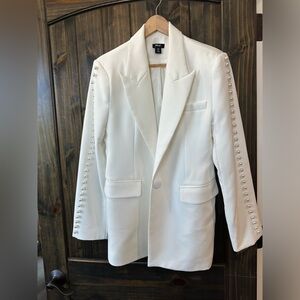 NASTY GAL - Premium Pearl Trim Oversized Blazer in White